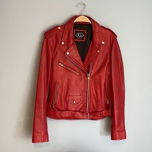 NEW Cherry Red Lamb Leather Jacket